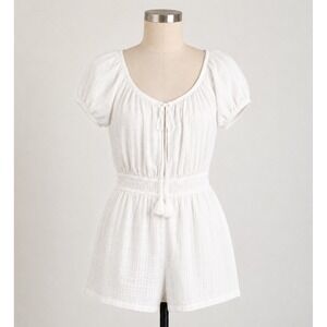 American Eagle White Gauze Romper Boho Cottagecore Summer Beachy Chic XXL